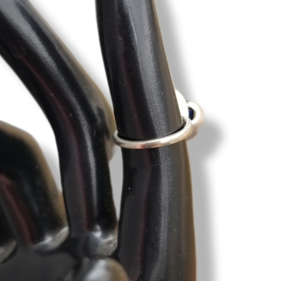 VINTAGE 1OK WHITE GOLD & COBALT BLUE SPINEL SUN BRAND LADIES RING - Picture 4 of 8